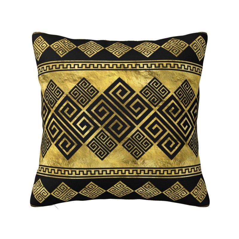 Luxury Greek Meander Black And Beige Design Cushion Cover for Sofa Soft Pillow Case Home Decorative