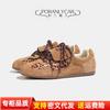 Niche Design Sense Leather Leopard Print Forrest Gump Shoes Women's 2025 Autumn New Single Shoes Comfortable Sports and Leisure Moral Training Shoes
