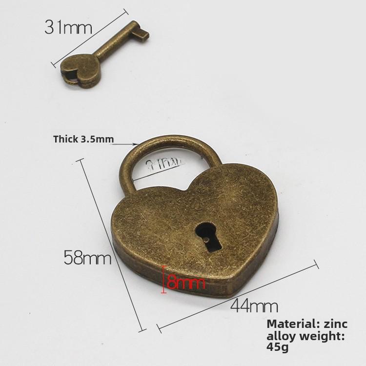 

Мини-замок в форме сердца из металла с ключом - декоративный замок из сплава 44-58mm