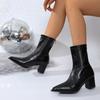 Pointed High-heeled Versatile Rear Zipper 2025 Boots Autumn and Winter European and American Western Fashion Boots Short Boots Women's Thick Heel