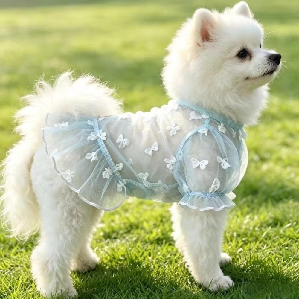 Bow Pattern Mesh Dog Skirt Breathable Pet Sun Protection Vest For Small Medium Dogs