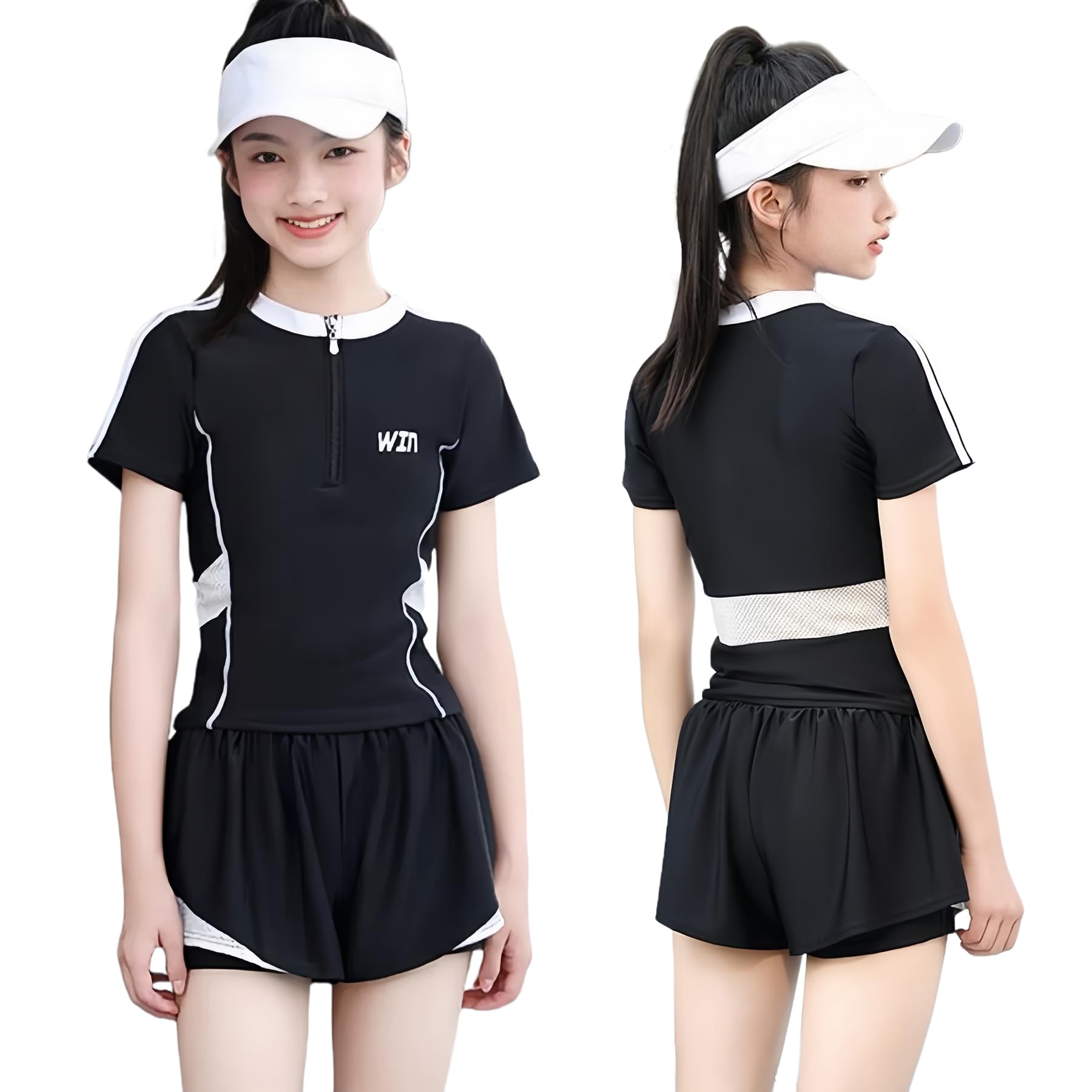 

Lalapala Спортивный милый танкини купальник с шортами с подкладкой Солнечный Спортивный для студентов и тренировок Женский купальник из 2 частей, Подчеркивающий фигуру, Купальник, чёрный