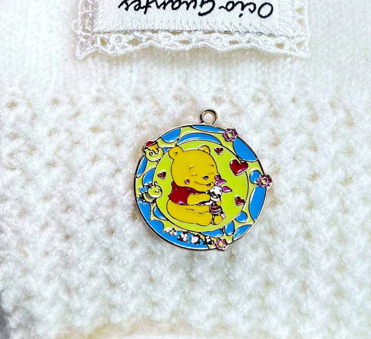 

Cartoon Anime 10pcs Eeyore pooh Tigger Metal Pendant Earrings Bracelet Necklace keychain DIY Handmade Crafts Making Accessories