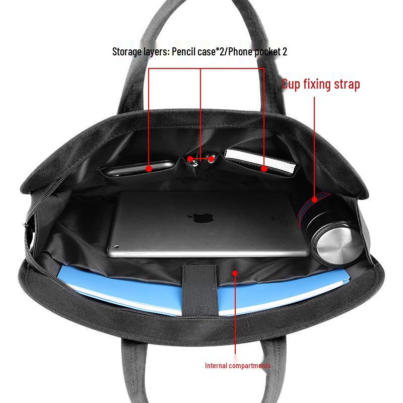 Waterproof Oxford Briefcase: Men's Handheld Bag for Documents, Laptop, Business, Lawyer, Meetings, with Zipper