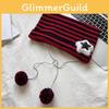 Adorable Cat Ear Knit Hat Autumn Winter Warm Wool Beanie Striped Cap Purple Green