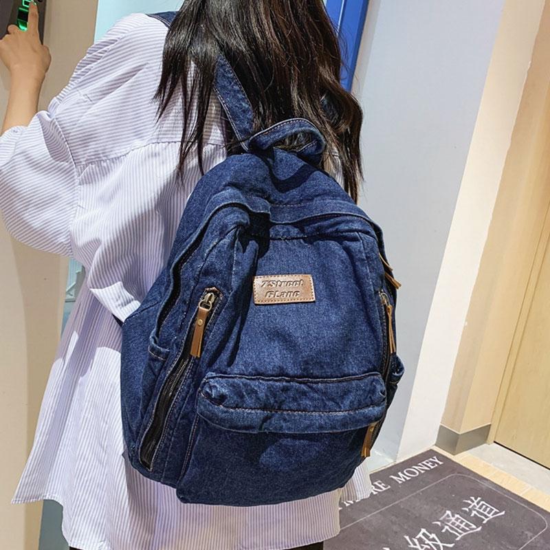 Denim Women's Backpack Fashion Student School Bag Lightweight Women Travel Backpacks College Girls School Backpack