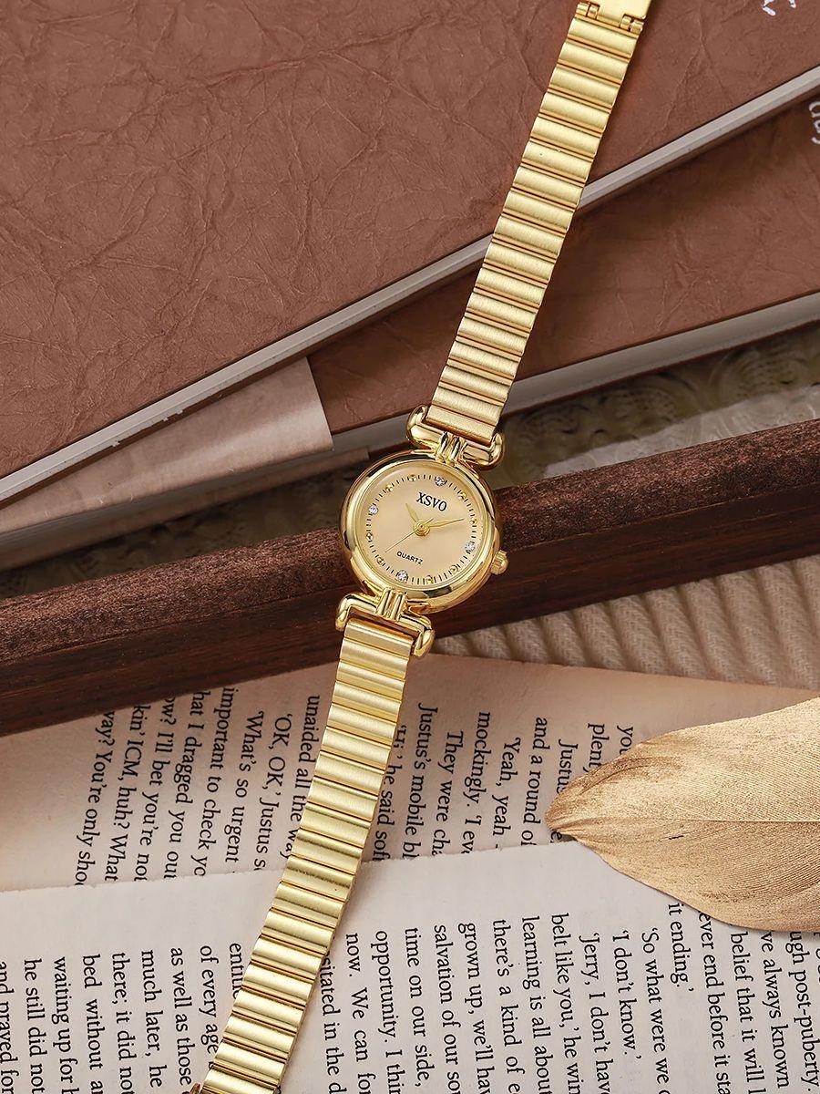 

Новые женские модные универсальные часы с круглым циферблатом, бриллиантовыми метками, стальным браслетом, кварцевые часы, высококлассный подарок для друзей, праздничный подарок