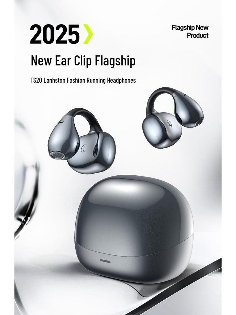 Langsdom TS20 Open-Ear Clip-on Bluetooth Wireless Headphones for Sports & Running (2025 Model)