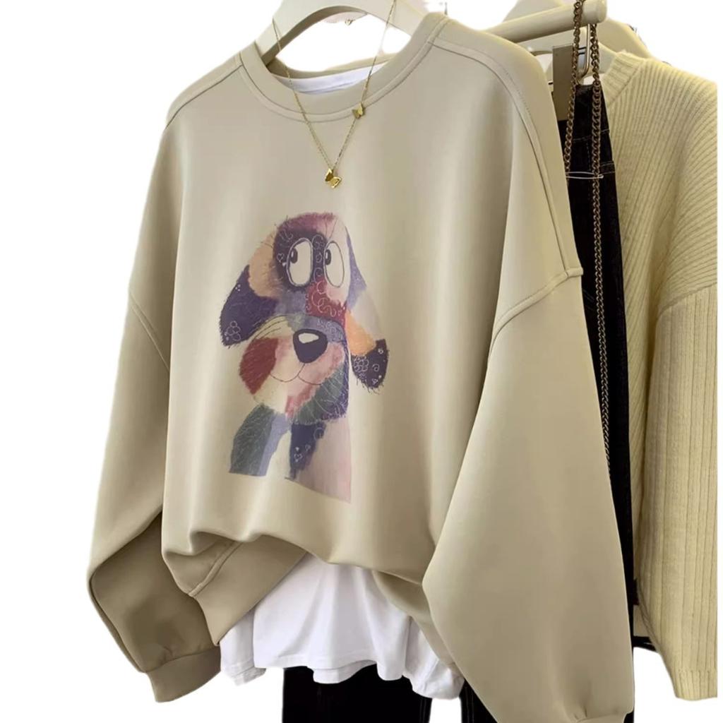 American thin round neck pullover sweater women's spring and autumn 2025 new popular lazy wind without hat