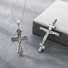 Stainless Steel Cross Pendant Necklace for Men Vintage Jesus Crucifix Carved Cross Necklaces Gothic Punk Religious Jewelry Gift