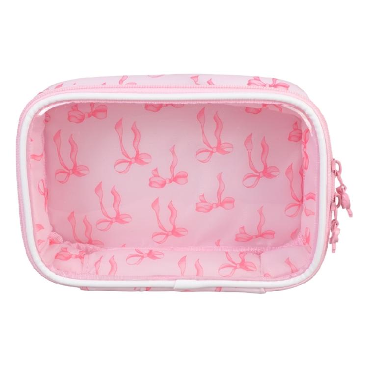 

Waterproof PVC Makeup Bag With Decorative bows Storage Pouch For Daily Essential Clear Cosmetic Organiser