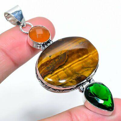 

Natural Tiger Eye, Peridot 925 Sterling Silver Gift Jewelry Pendant 2.84 y1o15
