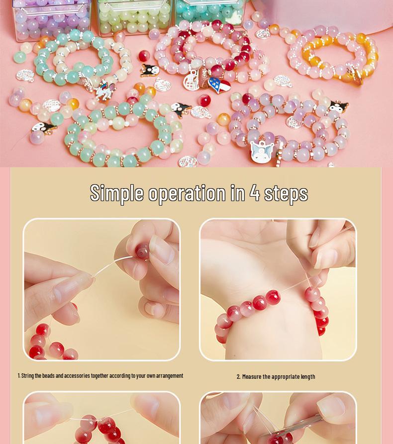 Handmade DIY Beading Kit for Kids: Educational Bracelet & Necklace Craft Set with Glass Beads