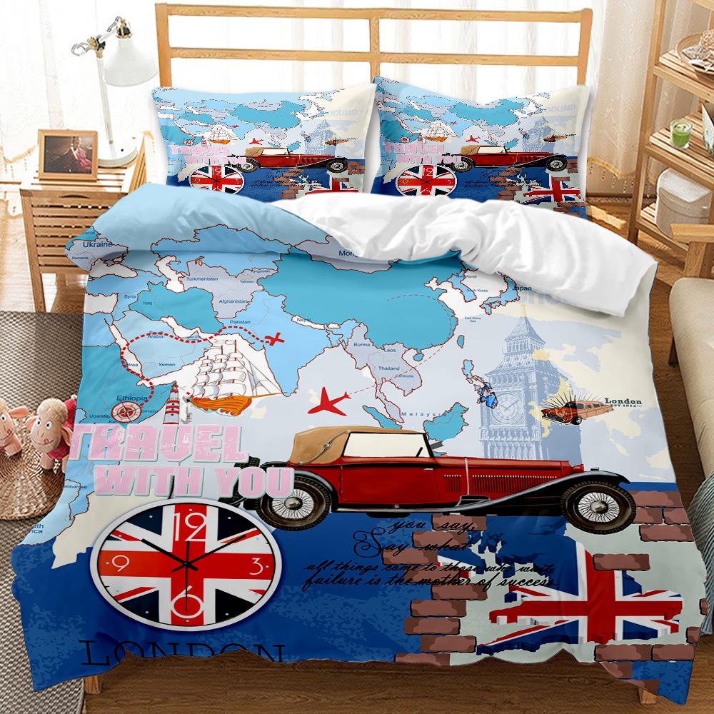 British men's American three-piece bedding set eBay3D digital printing quilt set cool