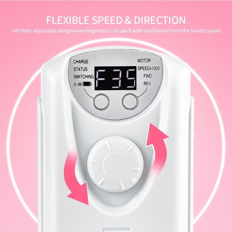 30000/35000RPM Rechargeable Nail Drill Machine Portable High Speed Electric Manicure Drill Acrylic Nail Sculpting Tools
