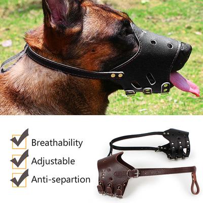 Soft Leather Dog Mouth Cover Breathable Basket Muzzle for Puppy Pit Bull Doberman German Shepherd Muzzle Prevents Biting Chewing