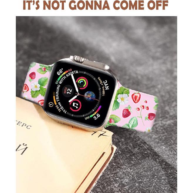 Sport Watch Bands Compatible with Apple Watch Band 38mm 40mm 41mm for Women Men, Adjustable Soft Silicone Replacement Smartwatch Wristband for iWatch