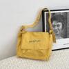 5 New simple solid color lazy style literary commuter large-capacity bag shoulder canvas bag messenger bag bag