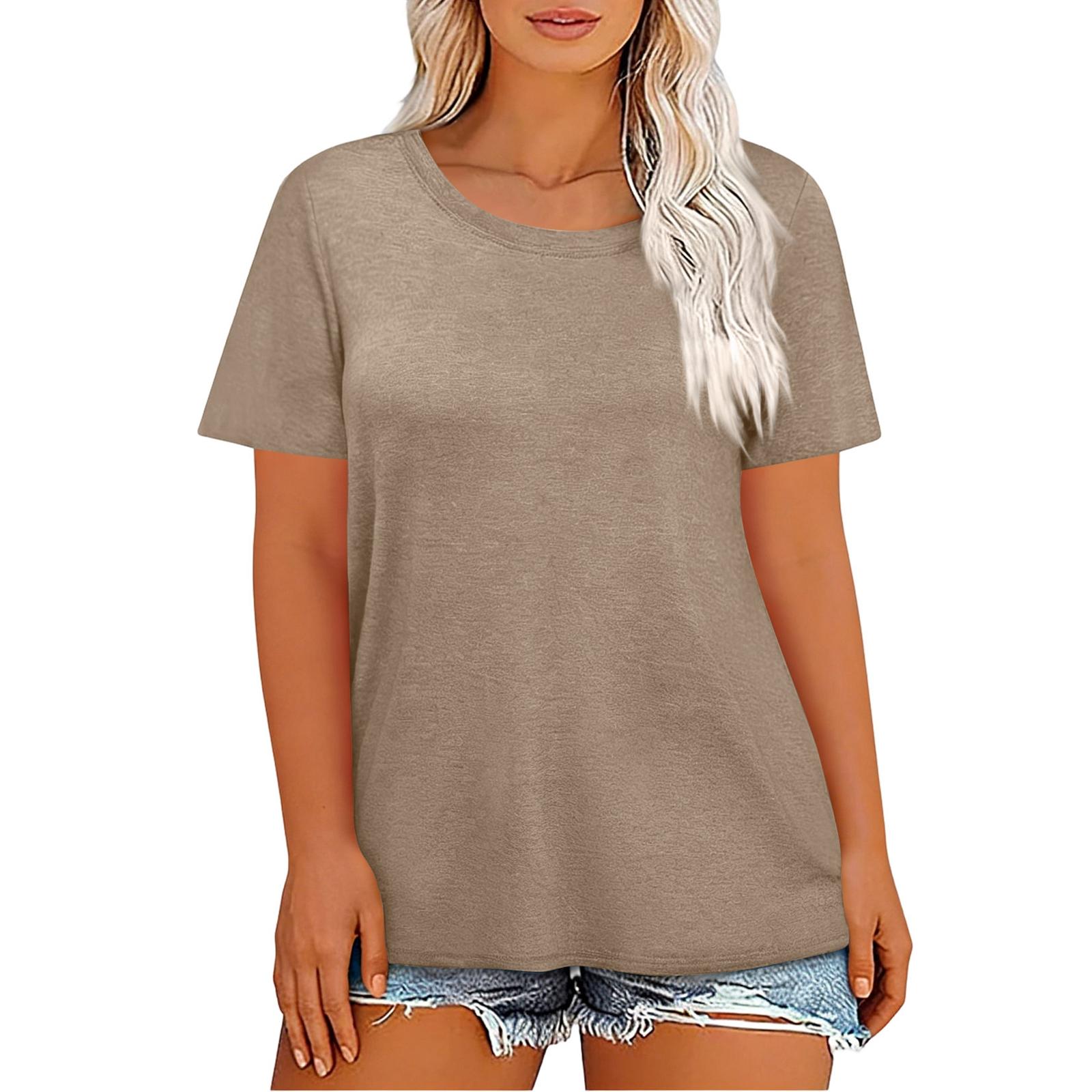 Women s Plus-Size Fashionable Casual Loose-Fit Short-Sleeve Top XXL хаки