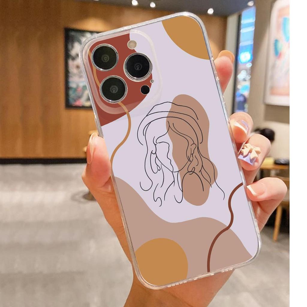 Skizzen-Mädchen Anti-Drop Transparent Hülle für iPhone 14/15/16/17 Pro Max Serie