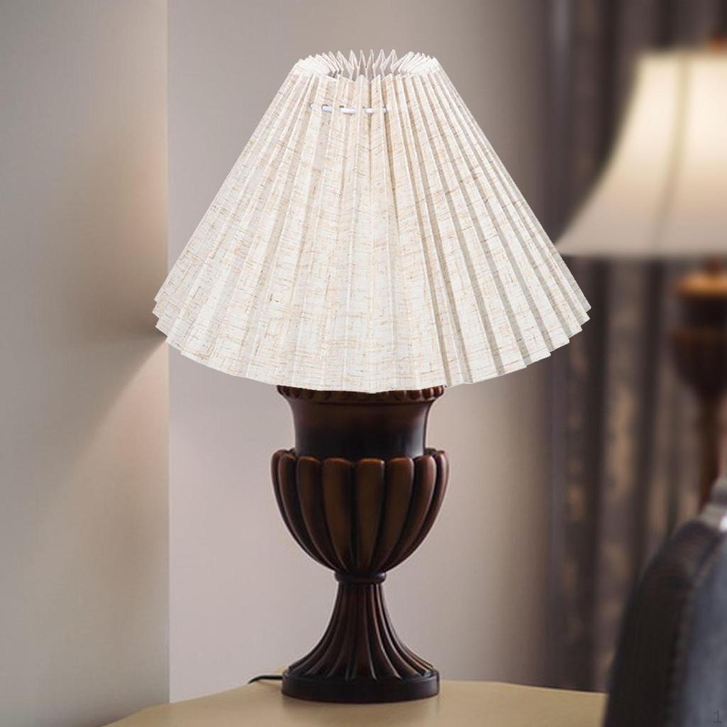Pleated Lampshade Desk Lamp Cover Fits E27 Base Modern Easy Assembly Table Shade Light