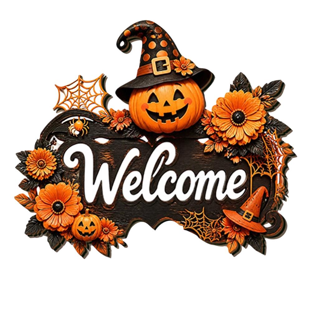 Halloween Wooden Door Hanging Sign for Front Door Entryway Holiday Decor
