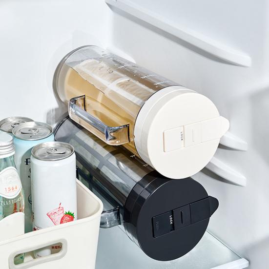 Large Cold Water Pitcher, 2000ml Flip Lid Dispenser for Fridge Side Door, BPA-Free Leakproof Jug with Infuser for Fruit Tea