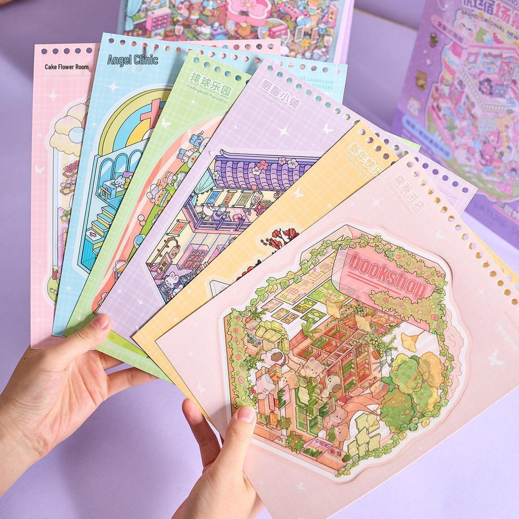 Serene Town 3D Mini Landscaping Sticker Book for Kids