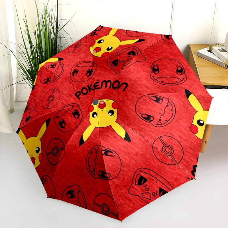 Pikachu and Eevee  pattern, automatic folding umbrella, portable and foldable design, 8 ribs, a Christmas or birthday gift.