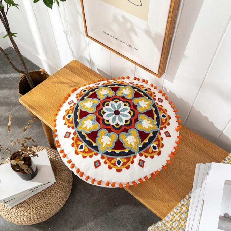 45cm Round Yoga Circle Mat Tatami Futon Meditation Cushion Cover Morocco Style Pillowcase Balcony Window Chair Cushion Unfilled