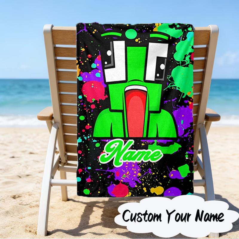 Custom Name Space Alien Un-speakable Microfiber Beach Towel Super Soft & Absorbent for Bath, Beach, Travel Bath Time Accessory, Fan Gifts