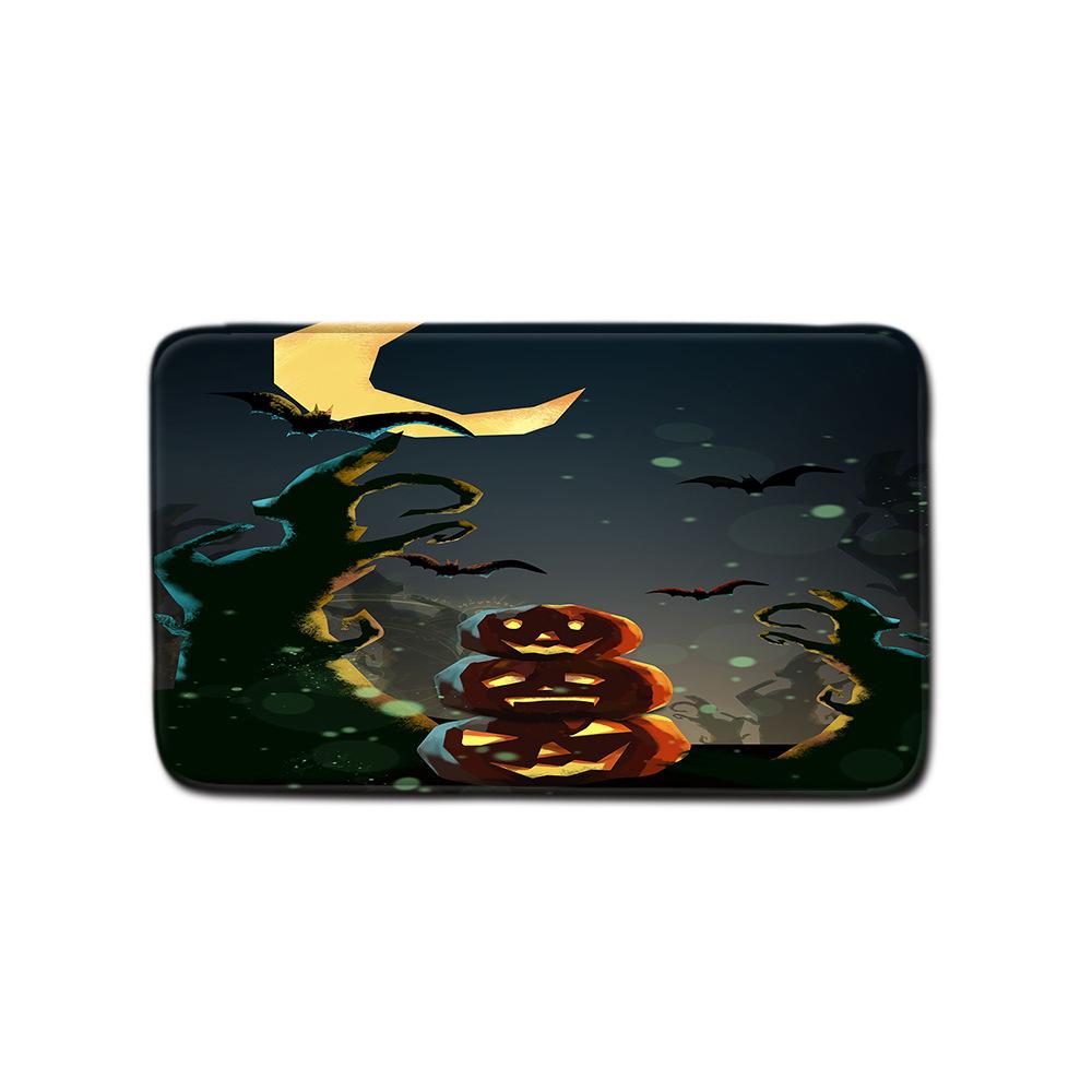 Halloween Shower Curtain Floor Mat Combination Four-Piece Set Bathroom Toilet Carpet Door Mat