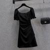 2026 Summer French Style Puff Sleeve Dress - Elegant Irregular Short Skirt for Women