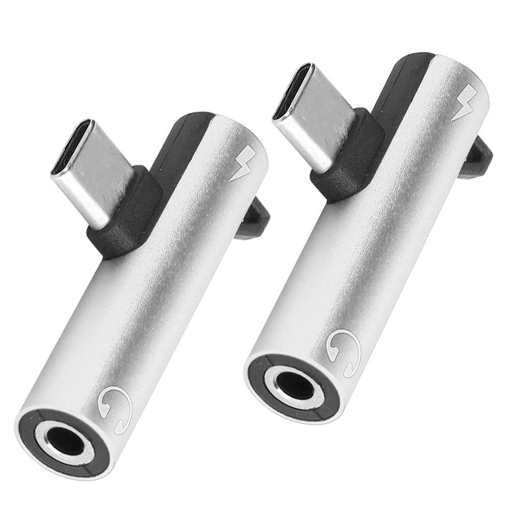 2 Stück 2 in 1 TypC auf 3,5 mm Assist Audiokabel Ladegerät Headset Verteiler Adapter