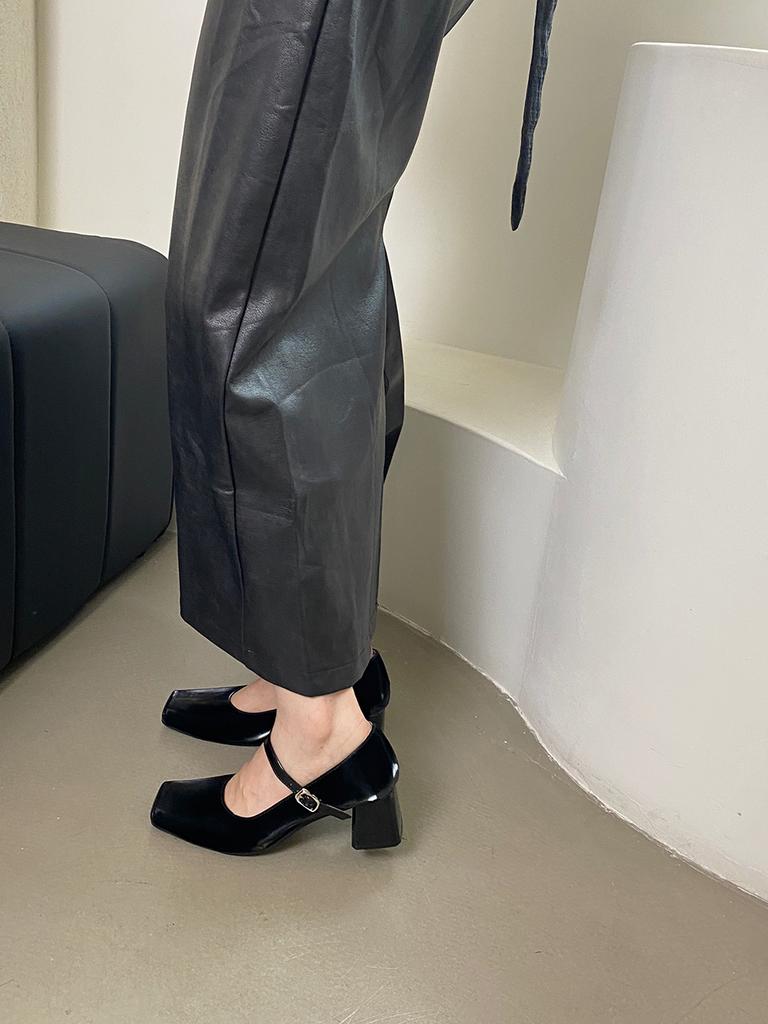 fashion Square Toe Women Pumps 2024 New Arrivals Fashion Thick High Heels Fashion Party Pumps Dress Shoes Woman Size 35-40 Pink Black