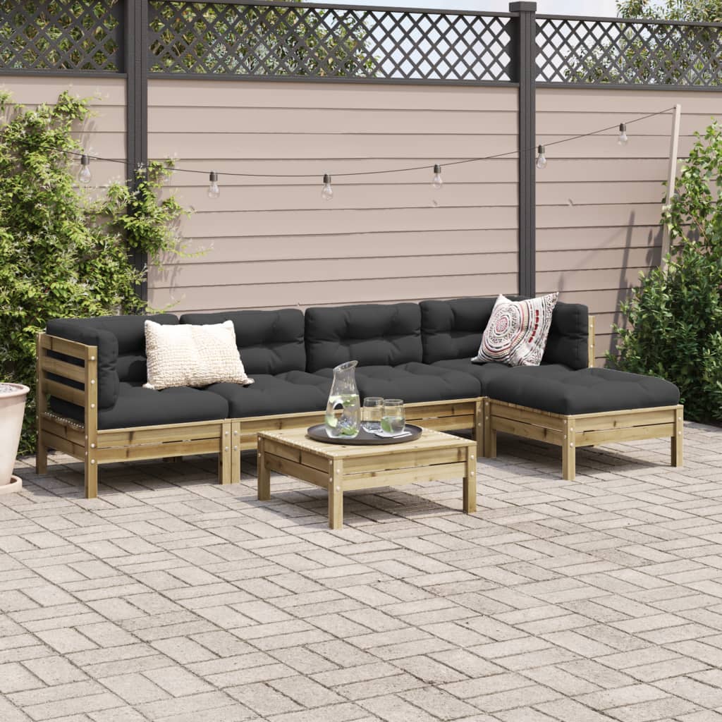 6 Piece Garden Sofa Set with Cushions Pressure Treated Pine Wood