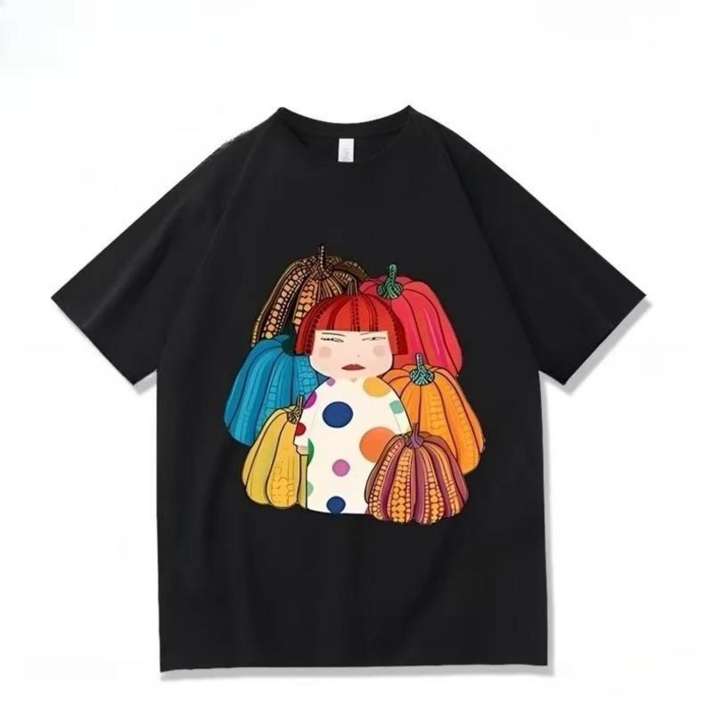 Yayoi Kusama T-Shirt Japanische Künstlerin Pop Art Polka Dot Kürbis Infinity Mirrors Rundhals Lässig Streetwear Y2k T-Shirts