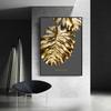 Simple Golden Abstract Leaf Wall Art Canvas Painting Feather Poster Picture Living Room Home Decoration