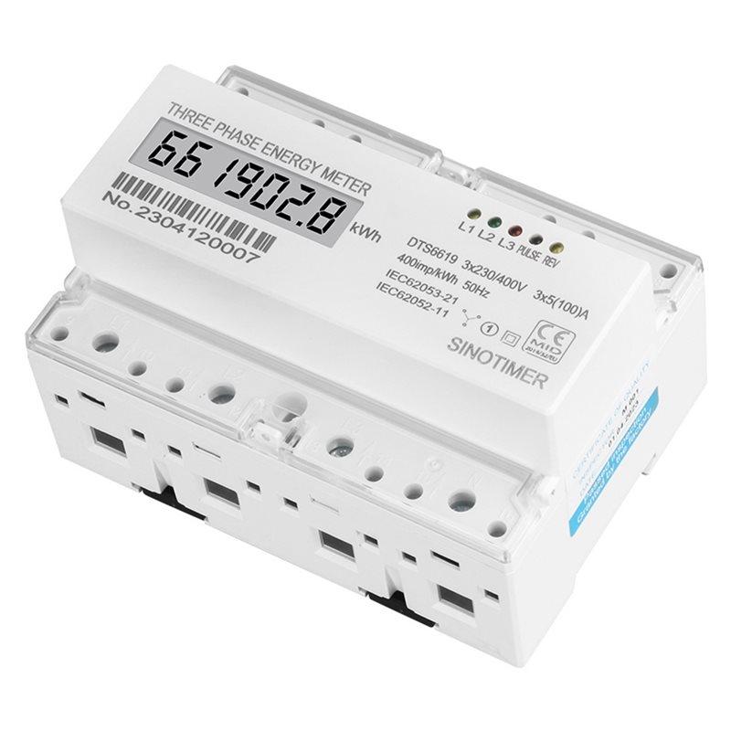A58Z 7P Kwh Electrical Power Three Phase Energy Meter 3 Phase 4 Wires Analog Consumption Monitor DIN Rail AC 400V 100A