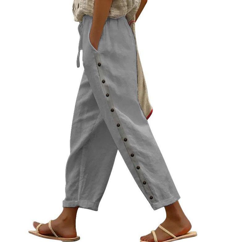 2024 Autumn Women's Elastic Waist Loose Cropped Pants - Versatile Casual Style