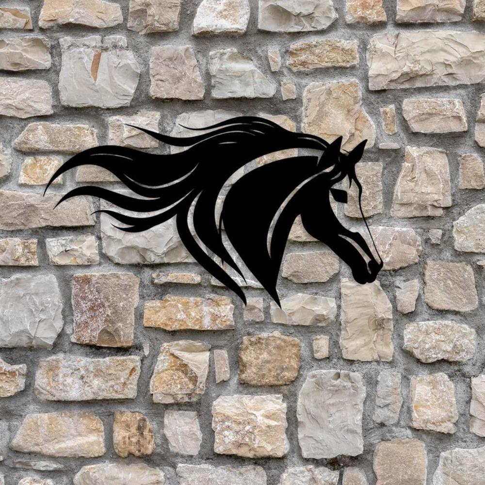Black Metal Horse Head Wall Art Farmhouse Home Decor