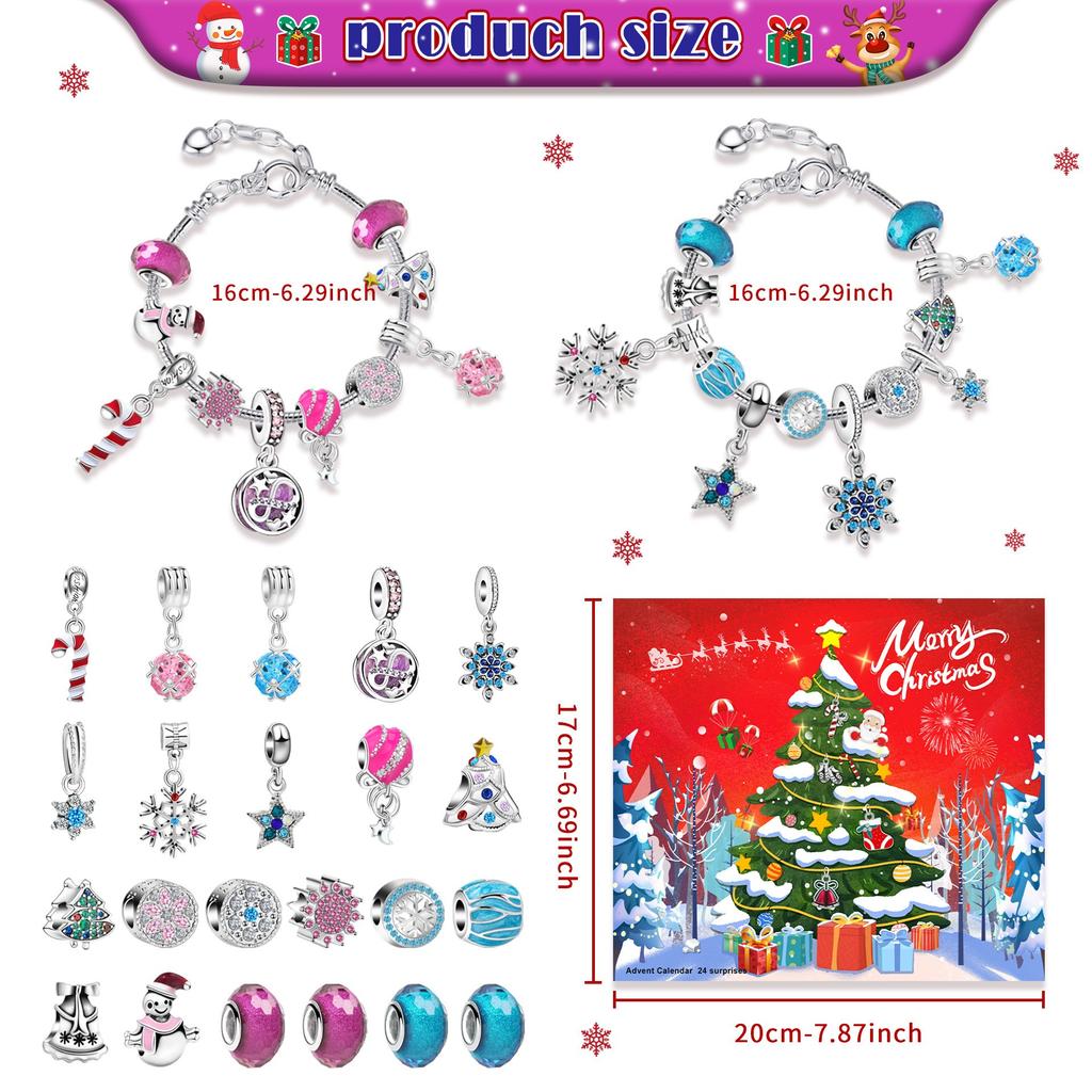 Christmas Advent Calendar Gifts, DIY Bracelet Making Kit For For Child Adult, 24-Days Christmas Countdown Calendar Jewelry Gifts