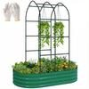 Galvanised Raised Garden Bed with Arched Trellis, 5 X 3 X 6ft Metal Raised Bed for Garden with Open Bottom, Green