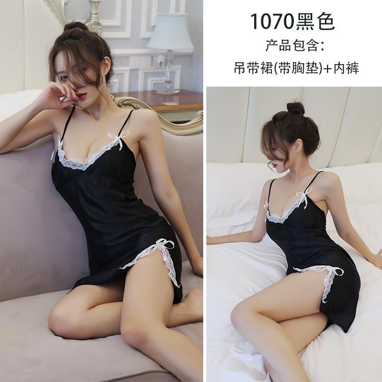 Sex underwear, pajamas, women's lace suspender skirt, plus chest pads, homewear.