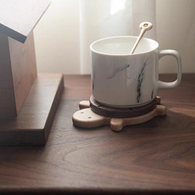 Posavasos de madera maciza de nogal negro con forma de tortuga, creativo y bonito, para tetera, té, vajilla, adornos de mesa antiescaldaduras.