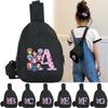 26 English Letter KPop Demon Hunters Printed Kawaii Chest Pack for Boy Girl Shoulder Bag Student Portable Crossbody Pouch Christmas Chest Bag Kid Gift