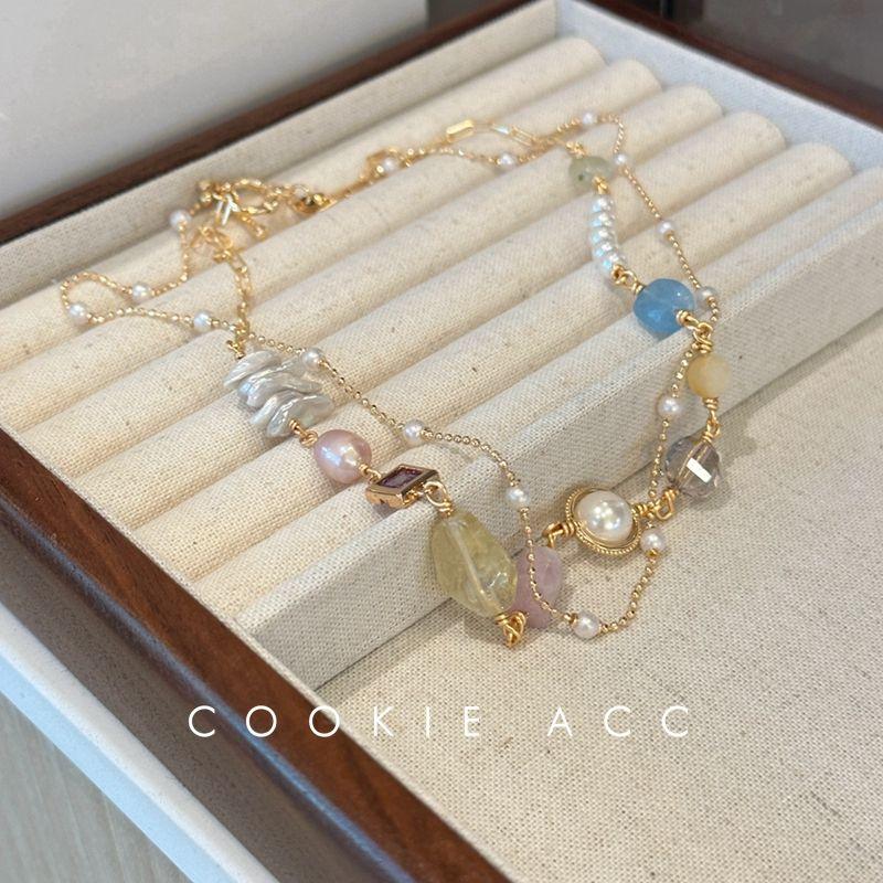 

Cookie Ornament South Korea Escape Princess Style Fancy Twin Necklace Accessories Female Light Luxury Minority Clavicle Chain Color