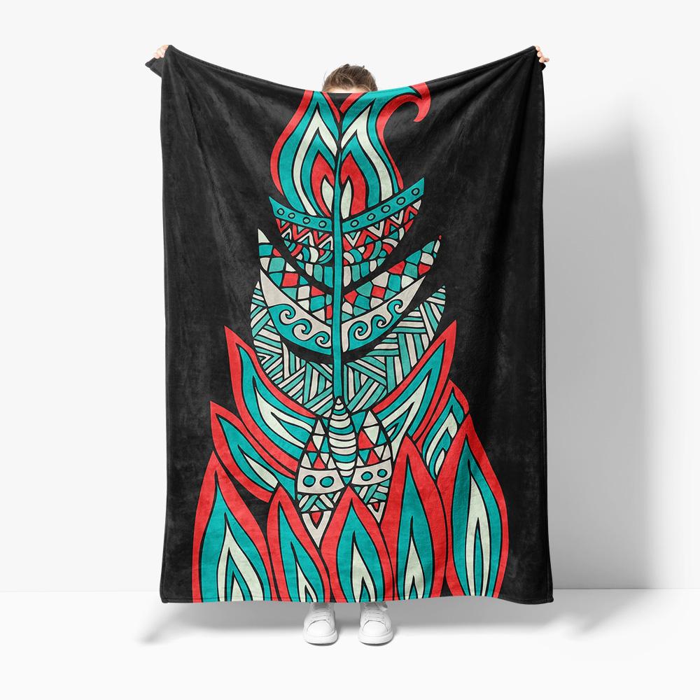 

Colorful Geometric Pattern Blanket Abstract Tribal Bed Throw Decorative Sofa Cover Soft Warm Fleece Blanket for Home Decor 75x100cm