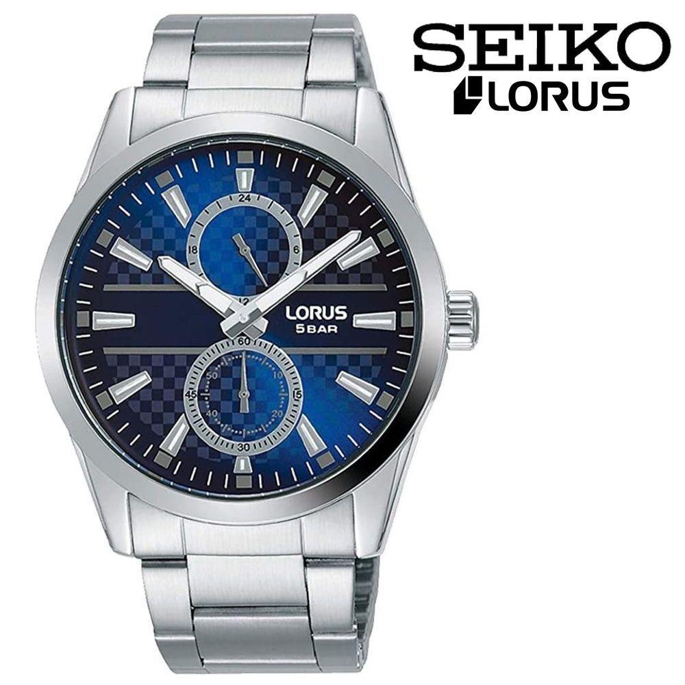 Used SEIKO LORUS Quartz Stainless Multi Dial Sports Watch BLUE SILVER Seiko LORUS Quartz Blue Silver Multi Dial Casual Sports Watch 50m Water