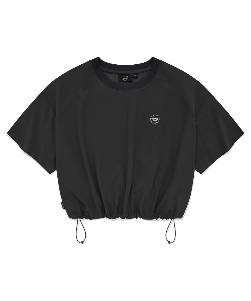 COVERNAT WOMAN Comfort String Crop T-Shirt Charcoal
